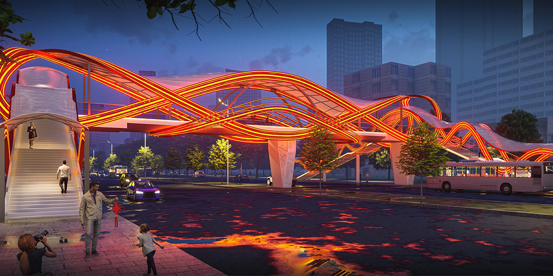 How does the design and construction renovation of urban landscape bridges balance transportation functions with the need for public recreational space?